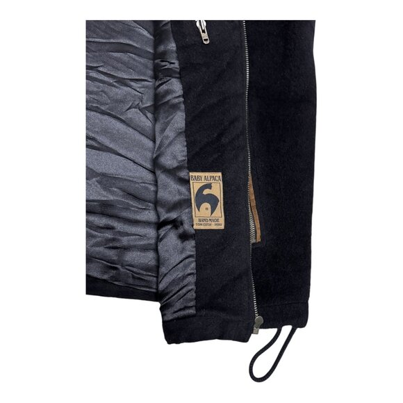 100% BABY ALPACA Tom Gutie Luxury Handmade Peru Fleece Black Vest Mens XL - Picture 4 of 8